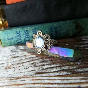 Victorian Allure, Silver plated, Bold Blue Crystal Ring